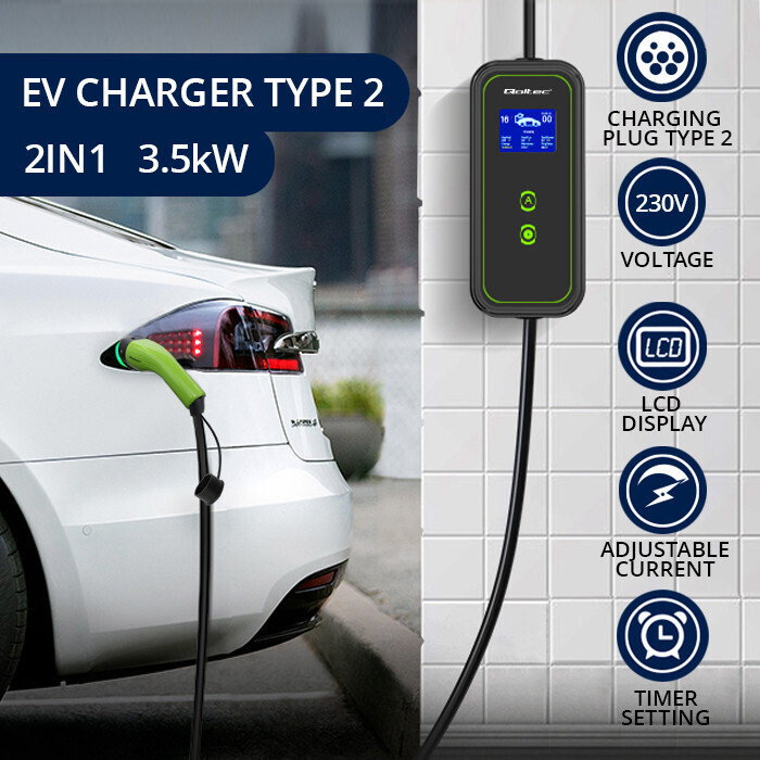 Qoltec Φορητός Μονοφασικός Σταθμός Φόρτισης 3.5kW με Ενσωματωμένο Καλώδιο Type 2 (52470) - Image 8
