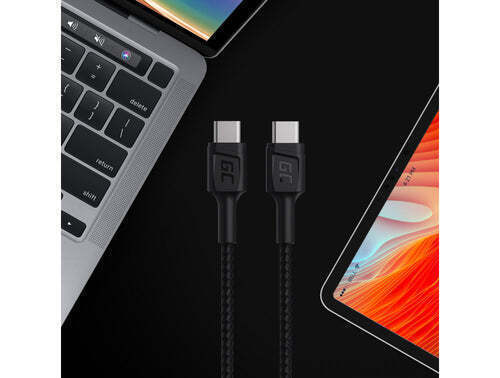 Green Cell PowerStream Braided USB 2.0 Cable USB-C male - USB-C 60W Μαύρο 2m (KABGC29) - Image 2