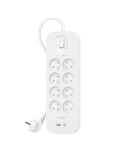Belkin Πολύπριζο Ασφαλείας 8 Θέσεων με 1 USB-A, 1 USB-C και Καλώδιο 2m