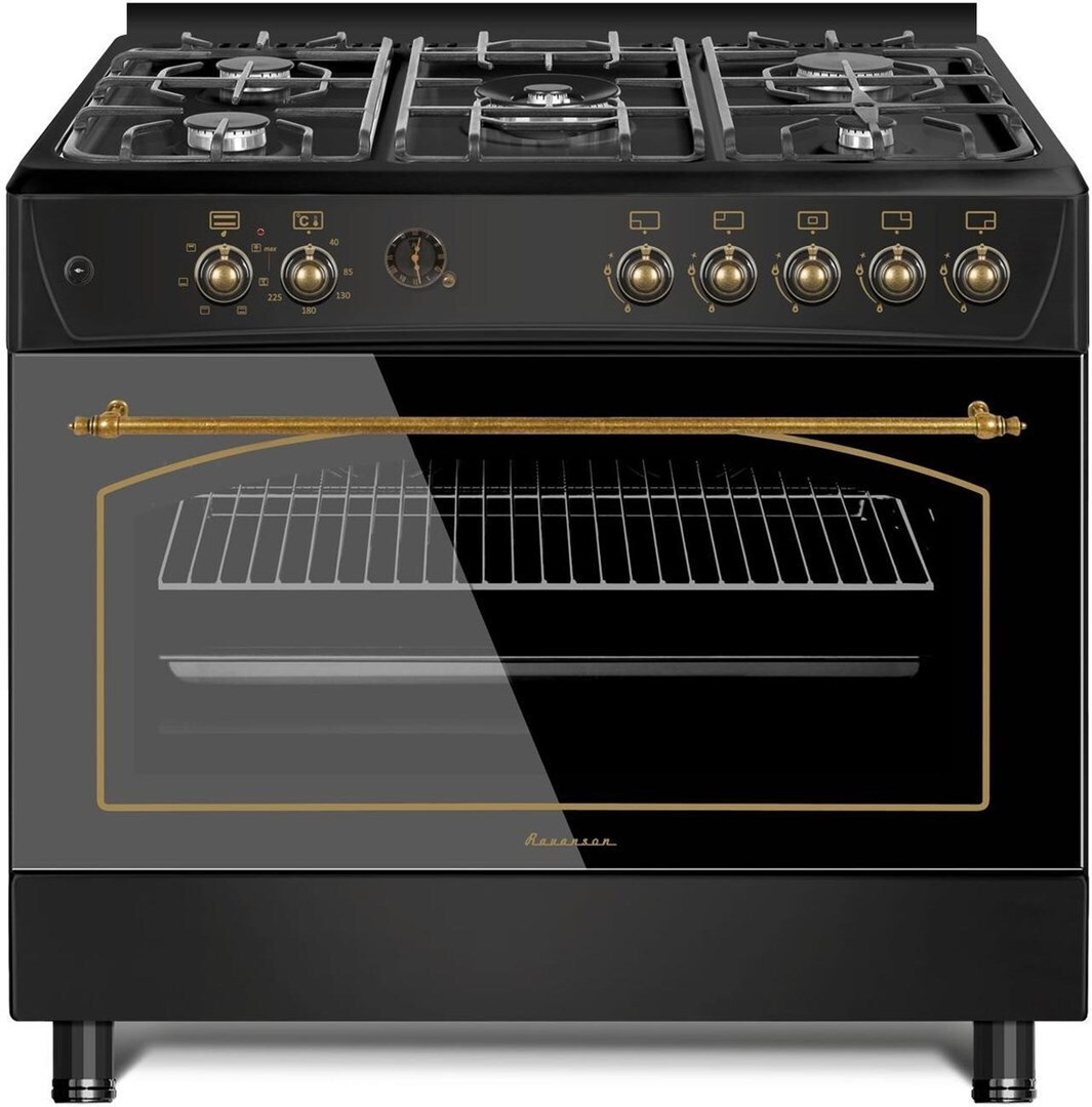 Ravanson KWGE-K90-6 Top Chef Κουζίνα 107lt με Εστίες Υγραερίου Π90εκ. Μαύρη