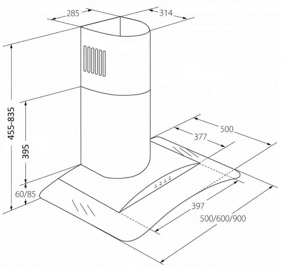 Akpo WK-4 Largo Eco 50 Καμινάδα 50cm Μαύρη - Image 2