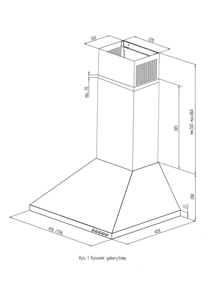 Maan Vela 2 50 Απορροφητήρας Καμινάδα 50cm Μαύρος - Image 4