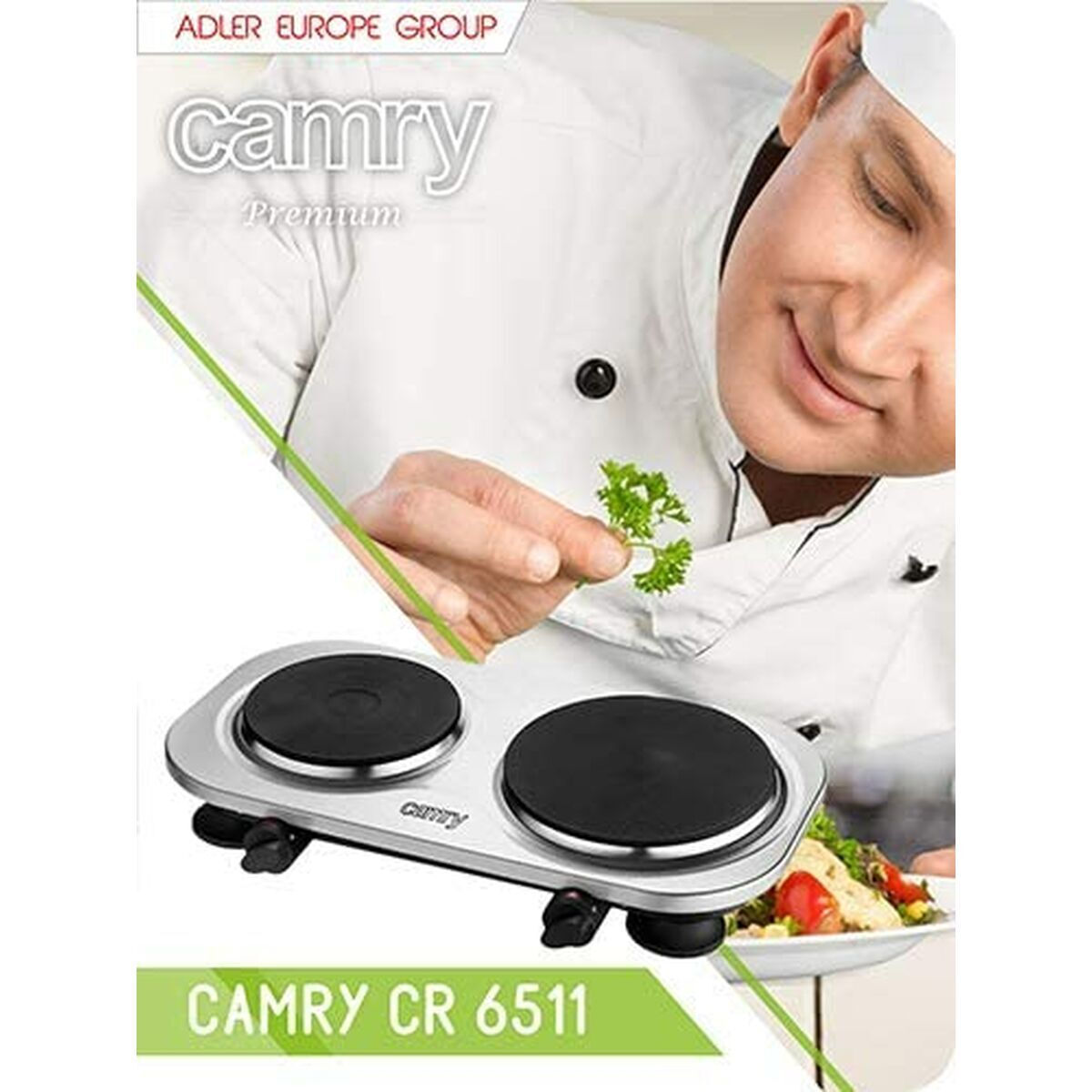 Camry Επιτραπέζια Εστία Εμαγιέ Διπλή Inox - Image 6