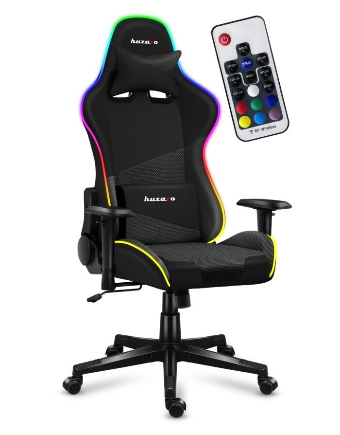 Huzaro Force 6.2 Υφασμάτινη Καρέκλα Gaming με Ρυθμιζόμενα Μπράτσα και RGB Φωτισμό Μαύρη