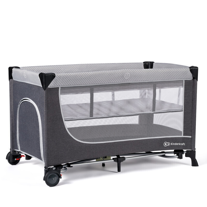 Kinderkraft Leody Παρκοκρέβατο 2 Επιπέδων με Στρώμα Γκρι 126x65cm