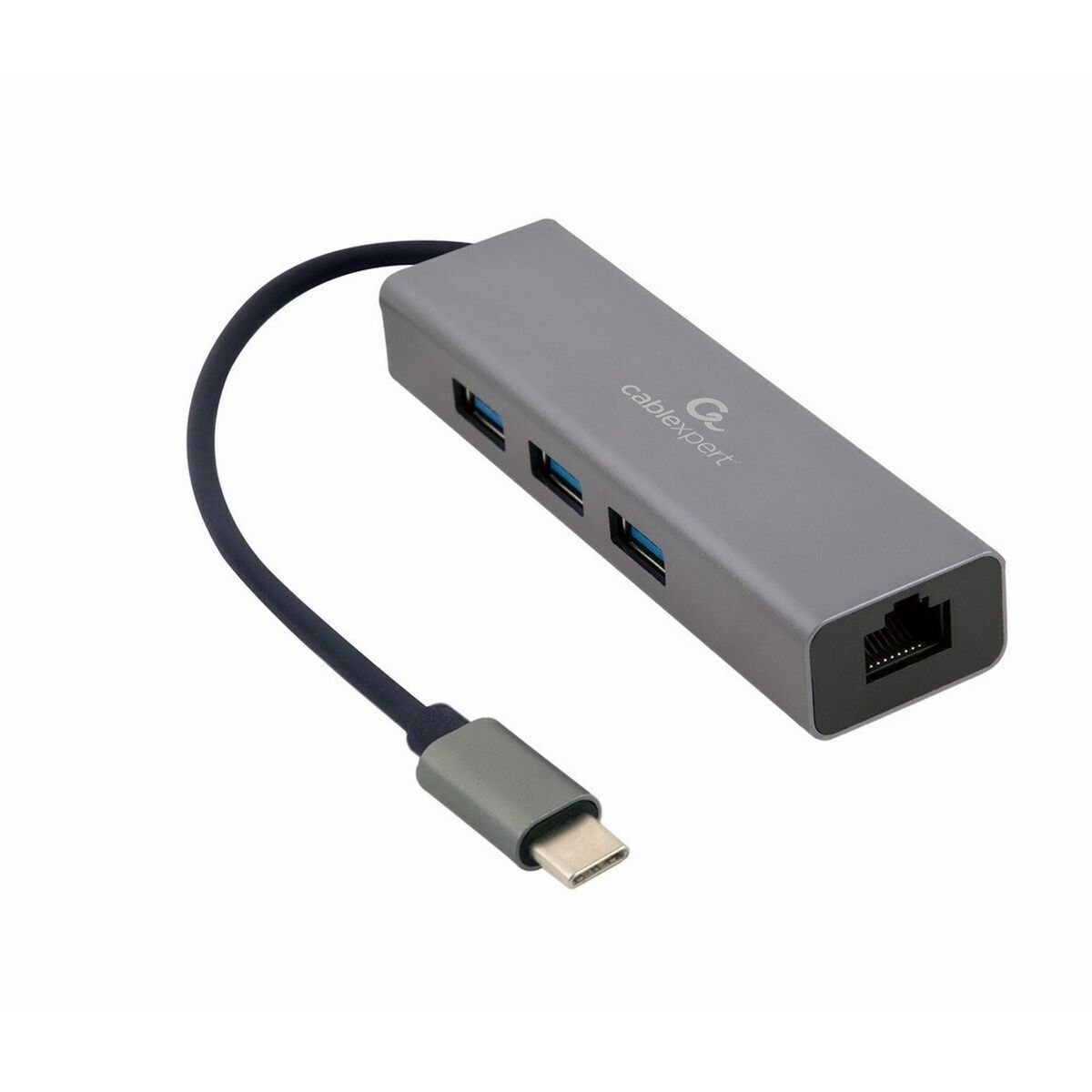 Gembird A-cmu3-lan-01 USB 2.0 Hub 4 Θυρών με σύνδεση USB-C Λευκό