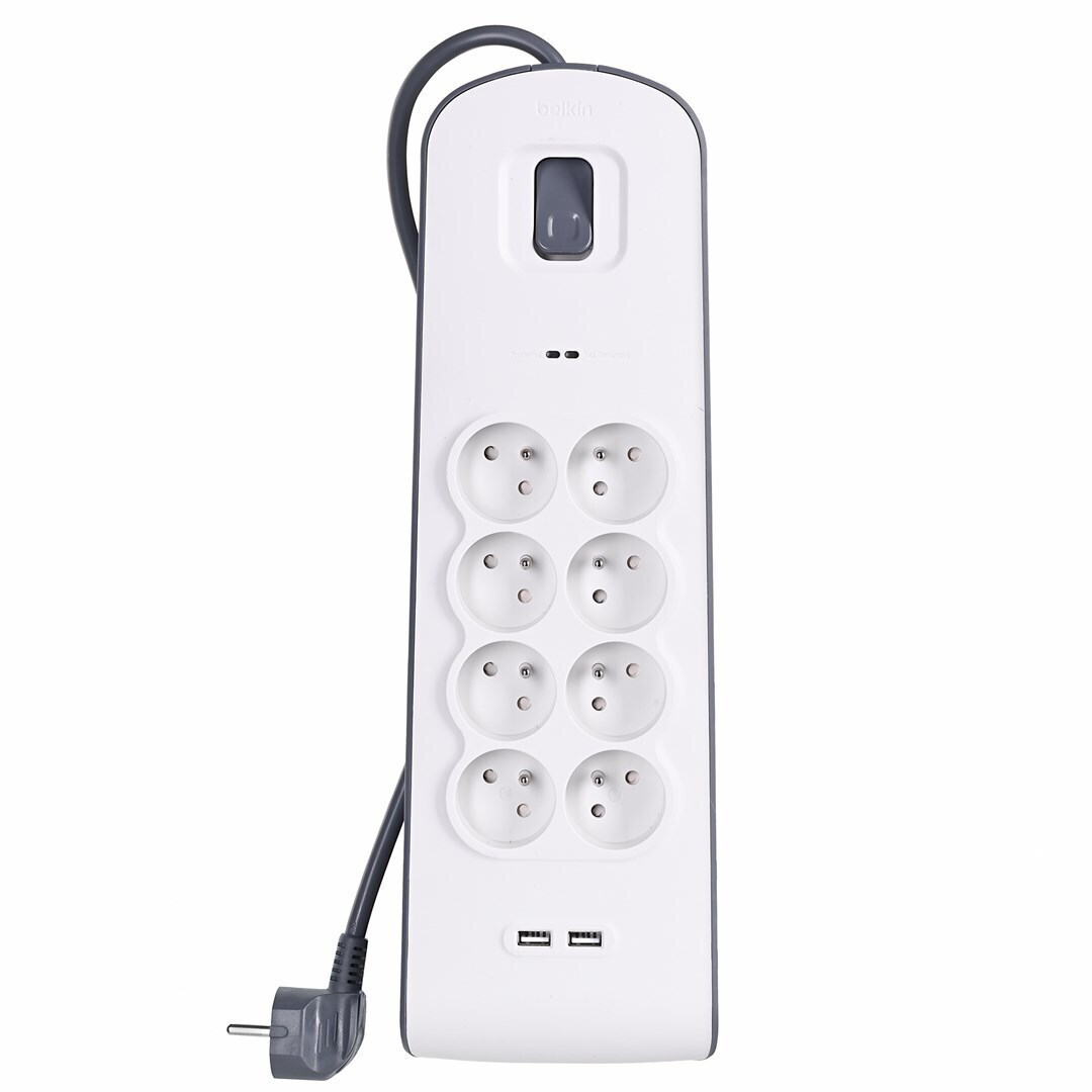 Belkin Πολύπριζο 8 Θέσεων με 2 USB-A και Καλώδιο 2m