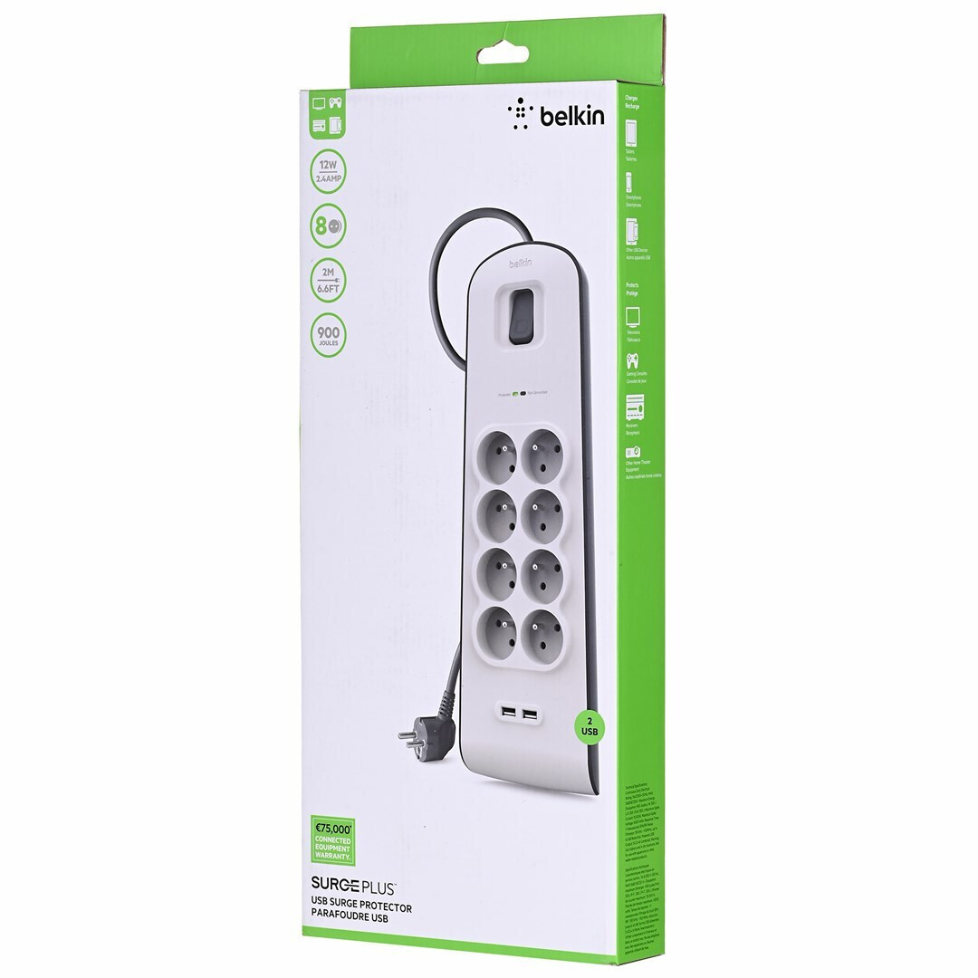 Belkin Πολύπριζο 8 Θέσεων με 2 USB-A και Καλώδιο 2m - Image 8