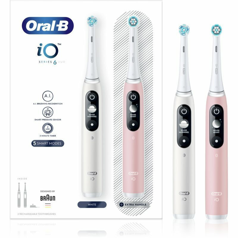 Oral-B iO Series 6 Ηλεκτρική Οδοντόβουρτσα με Χρονομετρητή και Αισθητήρα Πίεσης Duo Pack White/Pink - Image 2