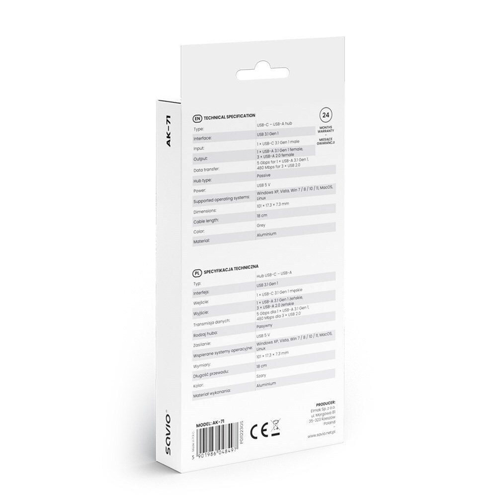 Savio USB 2.0 Hub 4 Θυρών με σύνδεση USB-C - Image 6