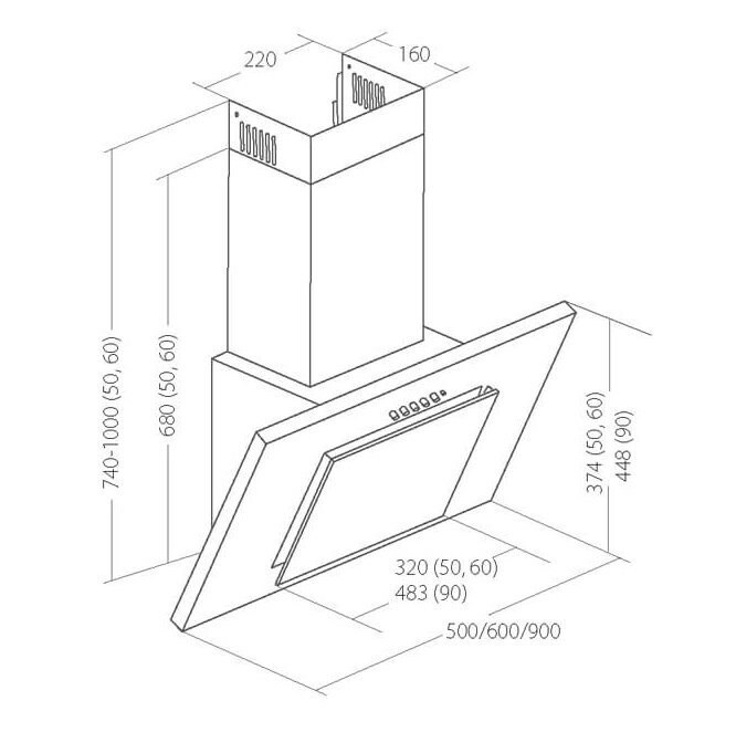 Akpo WK-4 Nero Eco 50 Απορροφητήρας Καμινάδα 60cm Γκρι - Image 2