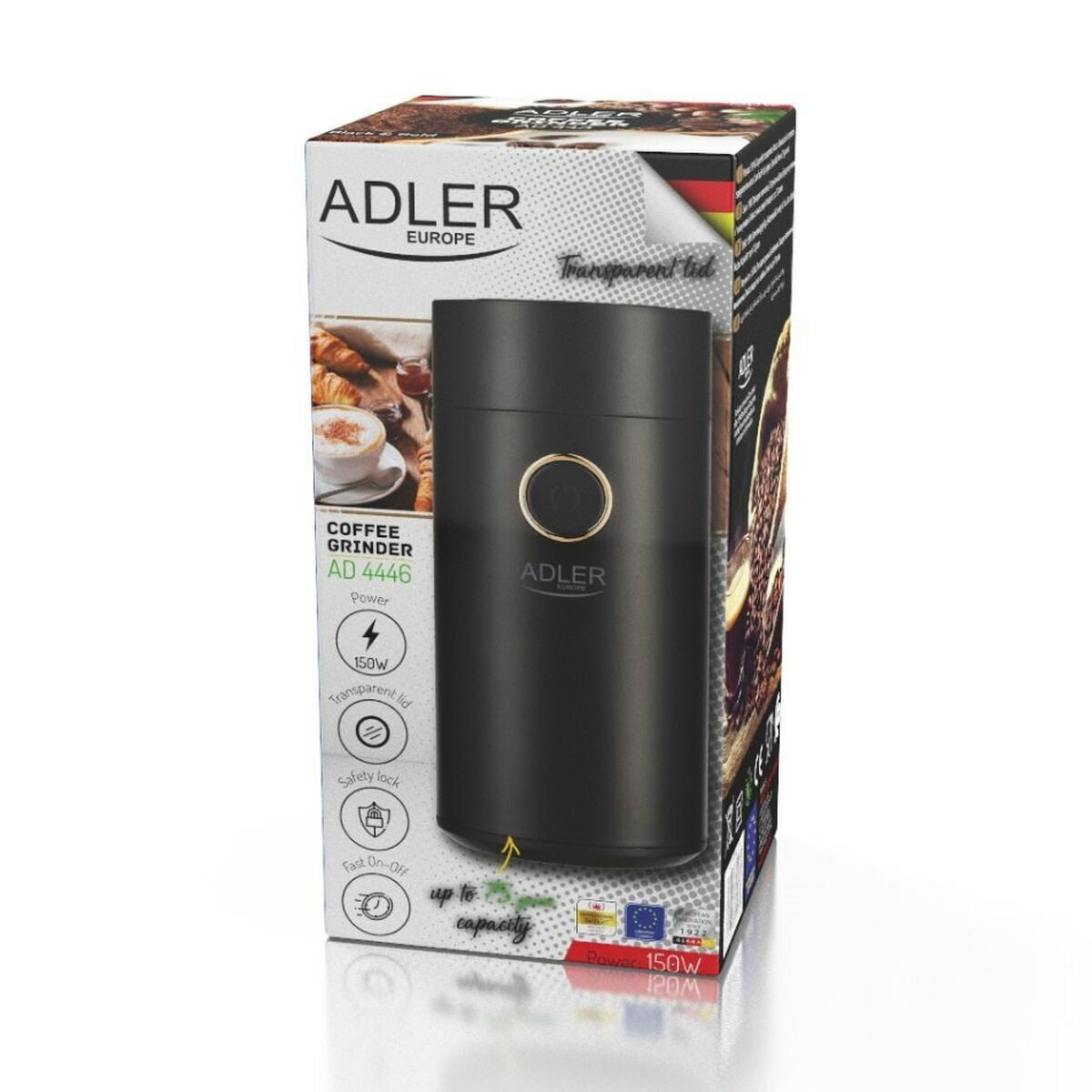 Adler AD 4446B Ηλεκτρικός Μύλος Καφέ 150W με Χωρητικότητα 75gr Μαύρος - Image 10