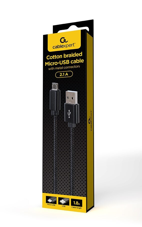 Gembird Braided USB 2.0 to micro USB Cable Μαύρο 1.8m 1τμχ - Image 2