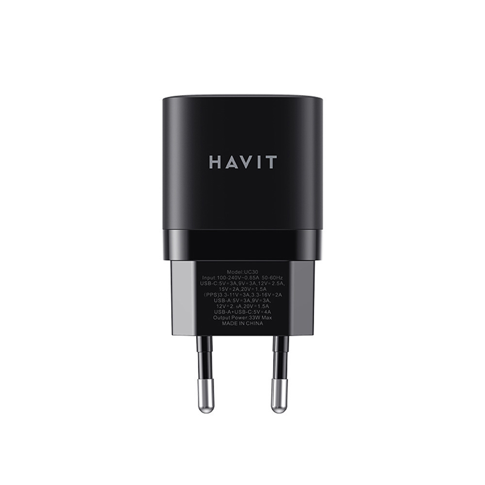 Havit Φορτιστής Χωρίς Καλώδιο με Θύρα USB-A και Θύρα USB-C 30W Power Delivery / Quick Charge 3.0 Μαύρος (UC30) - Image 4