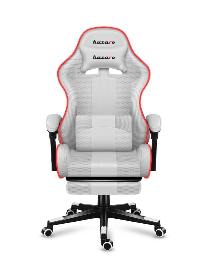 Huzaro Force 4.7 Υφασμάτινη Καρέκλα Gaming με RGB Φωτισμό και Υποπόδιο Λευκή - Image 3