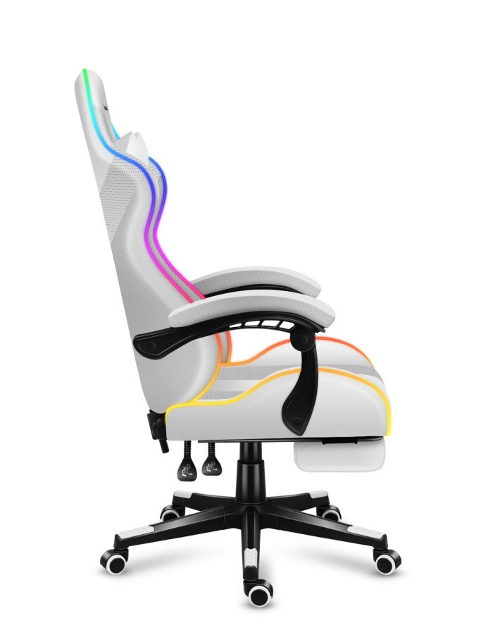 Huzaro Force 4.7 Υφασμάτινη Καρέκλα Gaming με RGB Φωτισμό και Υποπόδιο Λευκή - Image 4
