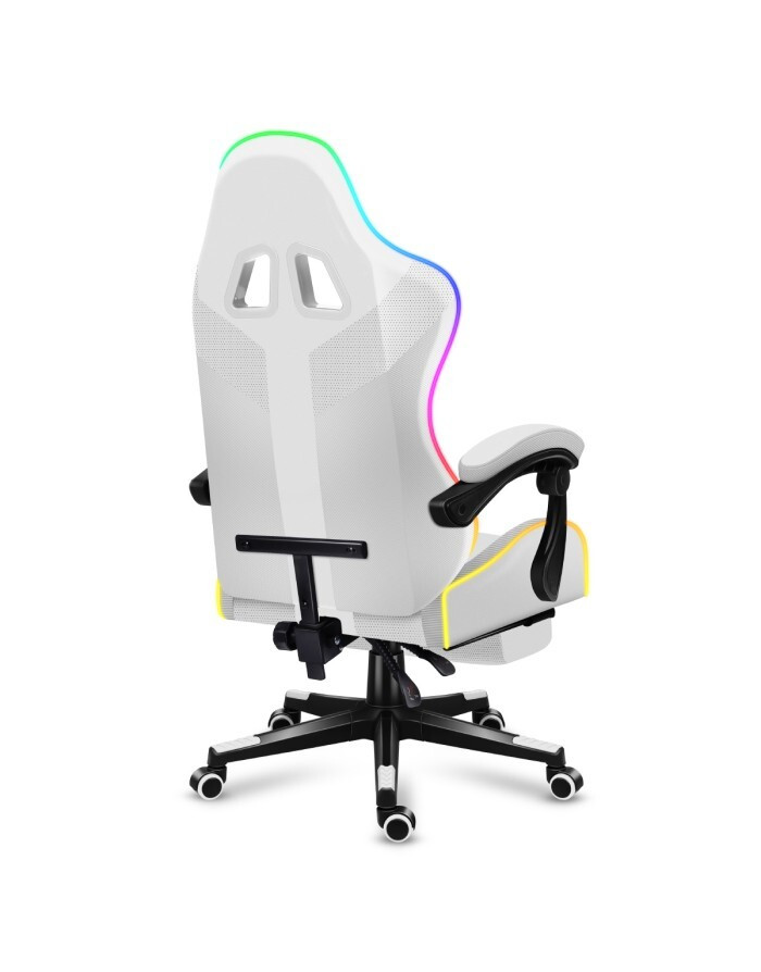 Huzaro Force 4.7 Υφασμάτινη Καρέκλα Gaming με RGB Φωτισμό και Υποπόδιο Λευκή - Image 5