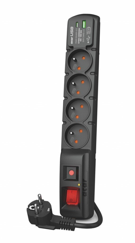 Acar Πολύπριζο Ασφαλείας 4 Θέσεων με 1 USB-A, 1 USB-C και Καλώδιο 3m - Image 2