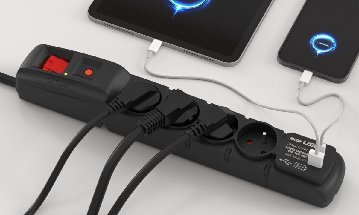 Acar Πολύπριζο Ασφαλείας 4 Θέσεων με 1 USB-A, 1 USB-C και Καλώδιο 3m - Image 3