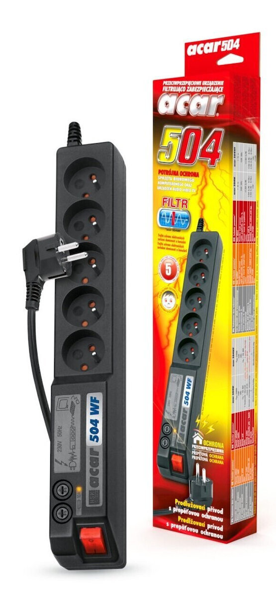 Acar Πολύπριζο 5 Θέσεων με USB-A και Καλώδιο 3m