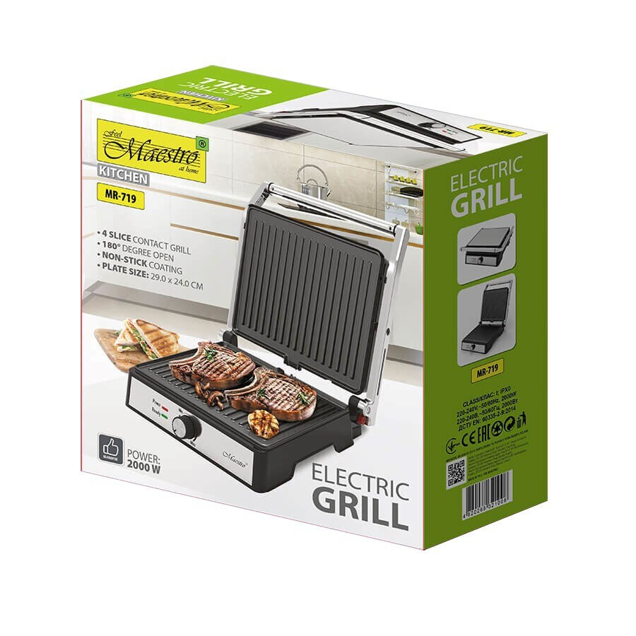 Maestro MR-719 2000W για 2 Τοστ Inox - Image 3
