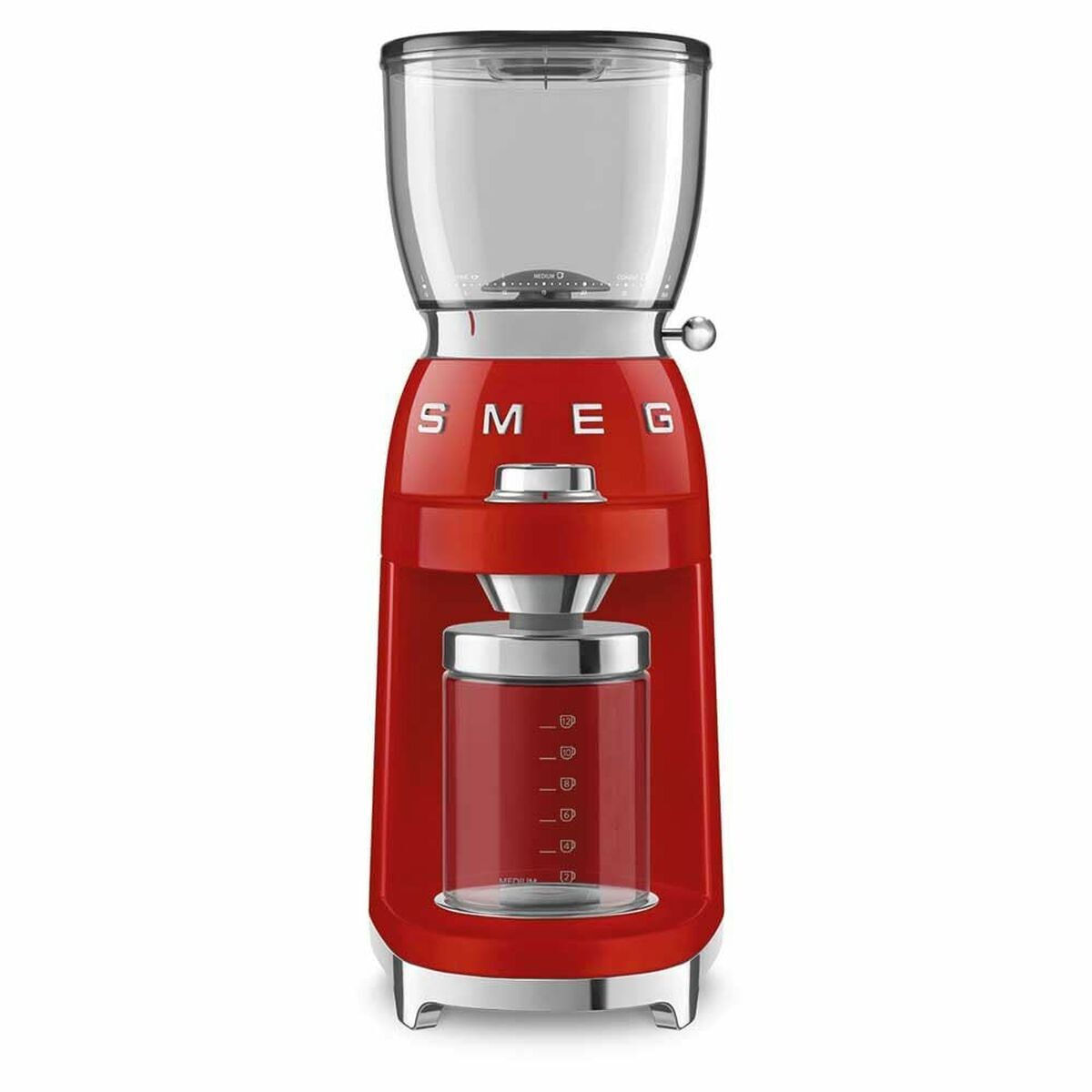 Smeg CGF11RDEU Ηλεκτρικός Μύλος Καφέ 150W με Χωρητικότητα 350gr και 30 Επίπεδα Άλεσης Κόκκινος