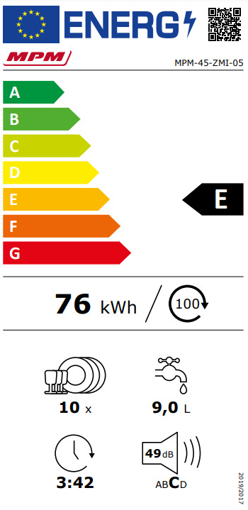 MPM Πλήρως Εντοιχιζόμενο για 10 Σερβίτσια Π45xY82εκ. MPM-45-ZMI-05 - Image 2