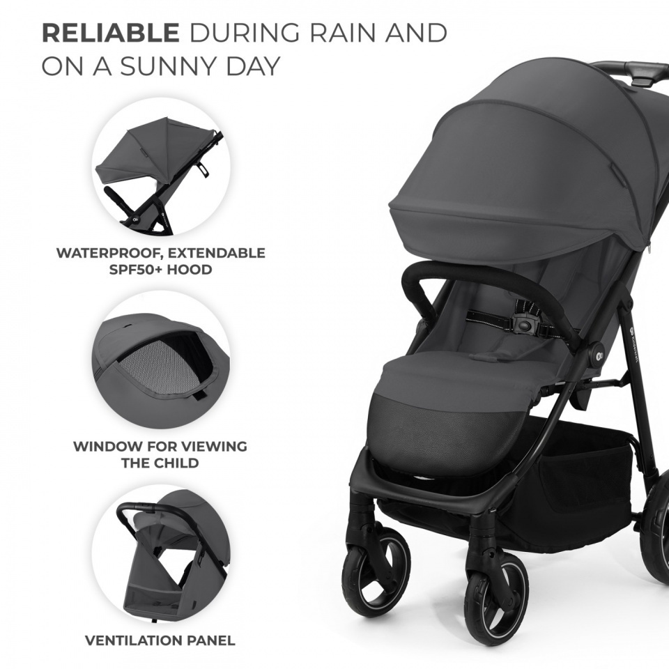 Kinderkraft Trig 3 Sport Καρότσι Μωρού Kατάλληλο για Nεογέννητο Γκρι - Image 3