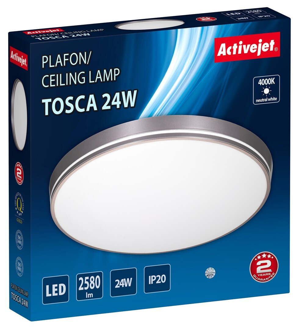 Active Jet Πλαφονιέρα Οροφής Γκρι με Ενσωματωμένο LED AJE-TOSCA 24W - Image 4
