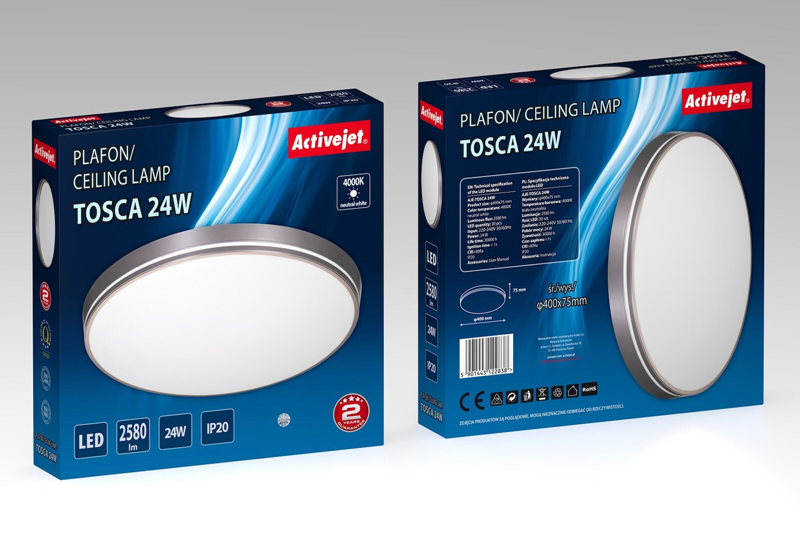 Active Jet Πλαφονιέρα Οροφής Γκρι με Ενσωματωμένο LED AJE-TOSCA 24W - Image 5