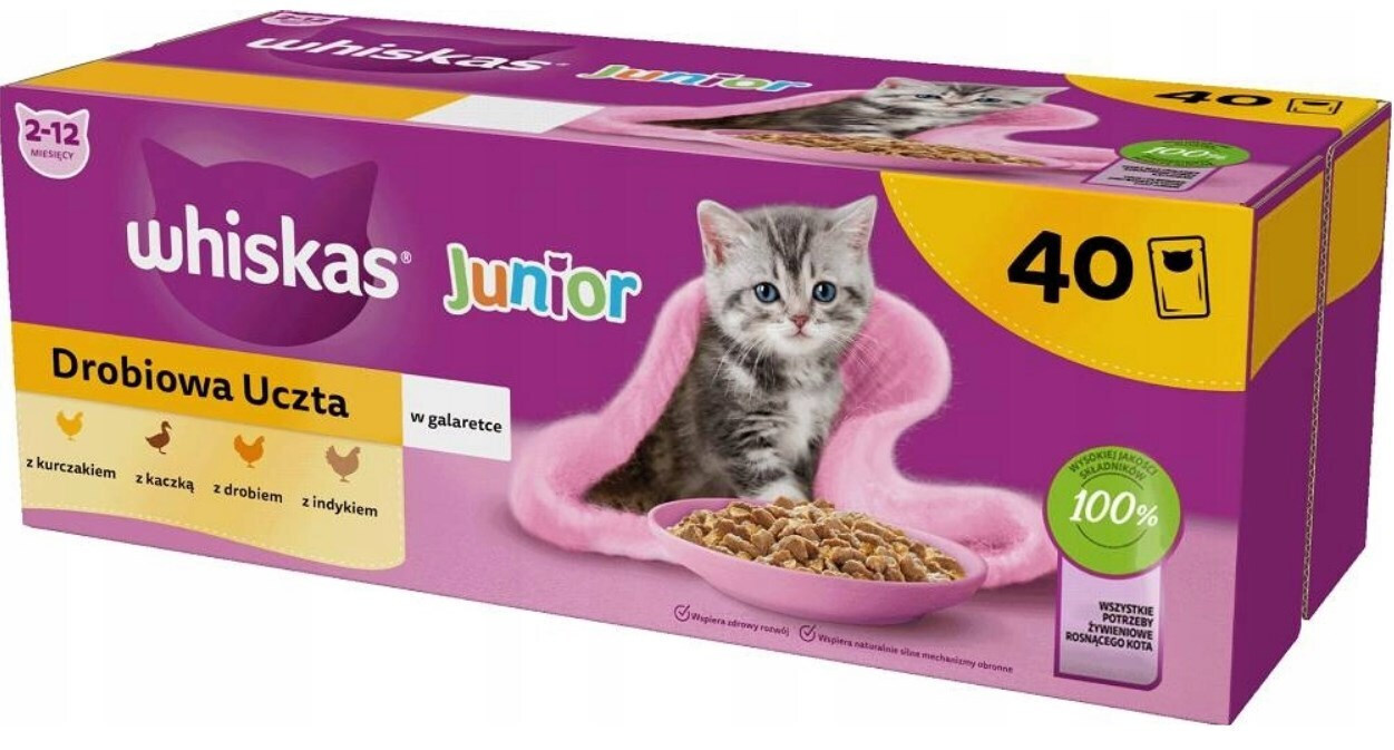 Whiskas Υγρή Τροφή για Ανήλικες Γάτες σε Κονσέρβα με Πουλερικά 40x85gr 183841