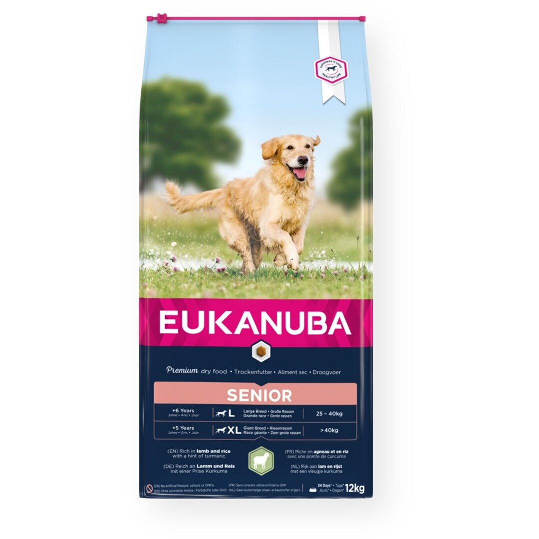 Eukanuba 12kg Ξηρά Τροφή χωρίς Γλουτένη για Ηλικιωμένους Σκύλους Μεγαλόσωμων Φυλών με Αρνί, Ρύζι και Κοτόπουλο