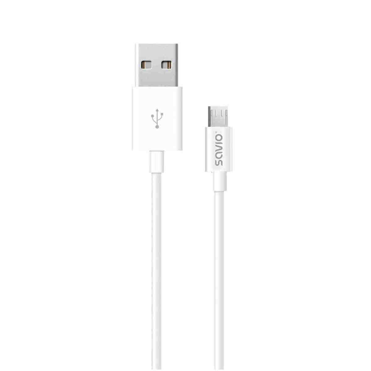 Savio Regular USB 2.0 to micro USB Cable Λευκό 2m (CL-124) - Image 3