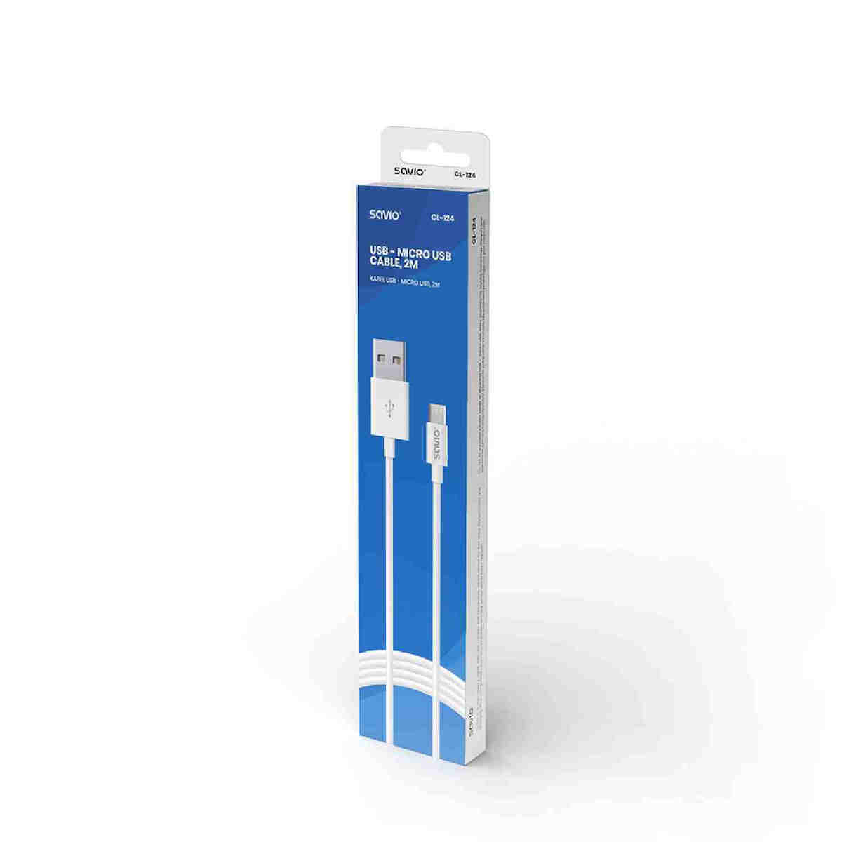 Savio Regular USB 2.0 to micro USB Cable Λευκό 2m (CL-124) - Image 7