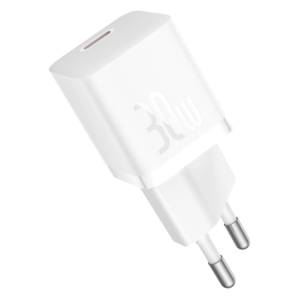 Baseus Φορτιστής GaN με Θύρα USB-C και Καλώδιο USB-C - USB-C 30W Moon White (Gan5)