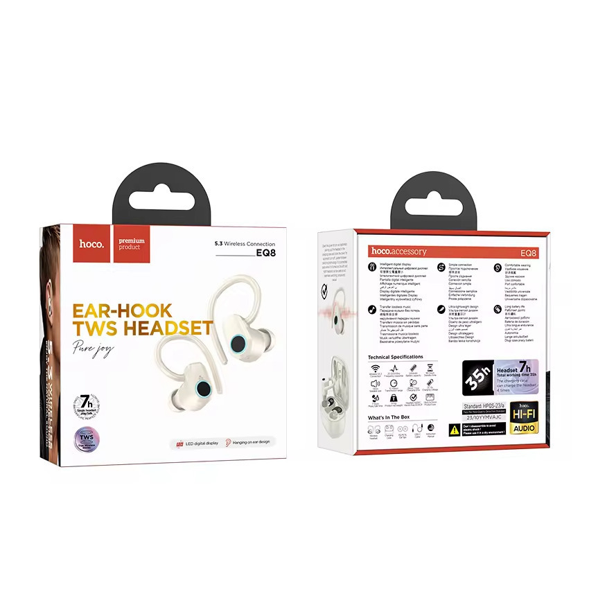 Hoco EQ8 In-ear Bluetooth Handsfree Ακουστικά με Θήκη Φόρτισης Milky White - Image 3