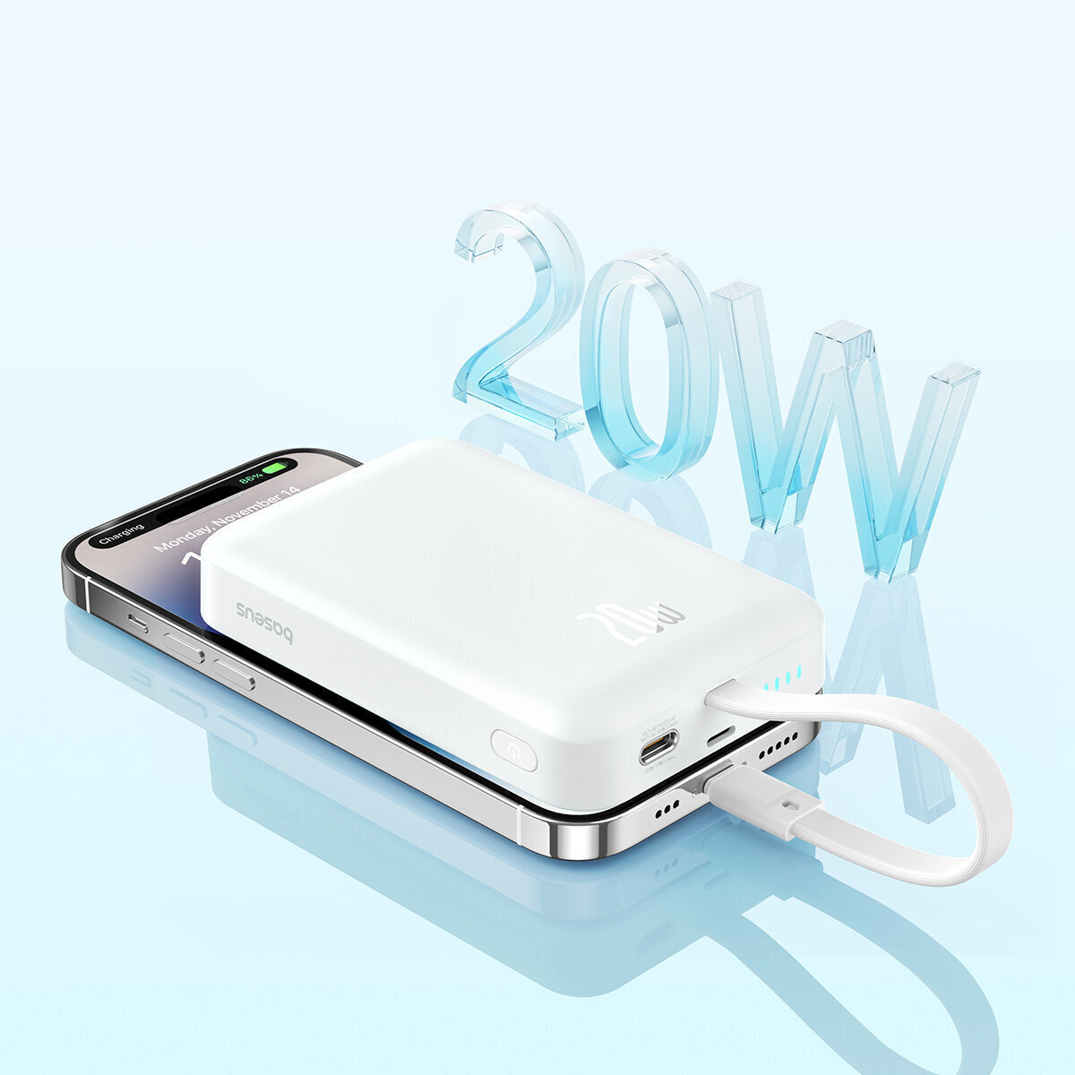 Baseus Mini MagSafe Power Bank 10000mAh 20W Power Delivery Λευκό - Image 10
