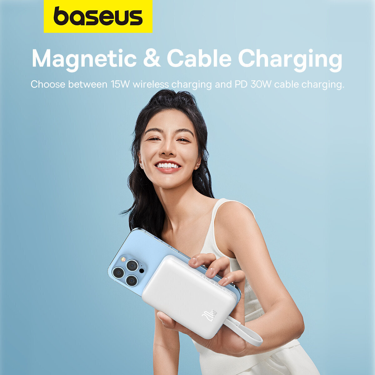 Baseus Mini MagSafe Power Bank 10000mAh 20W Power Delivery Λευκό - Image 8