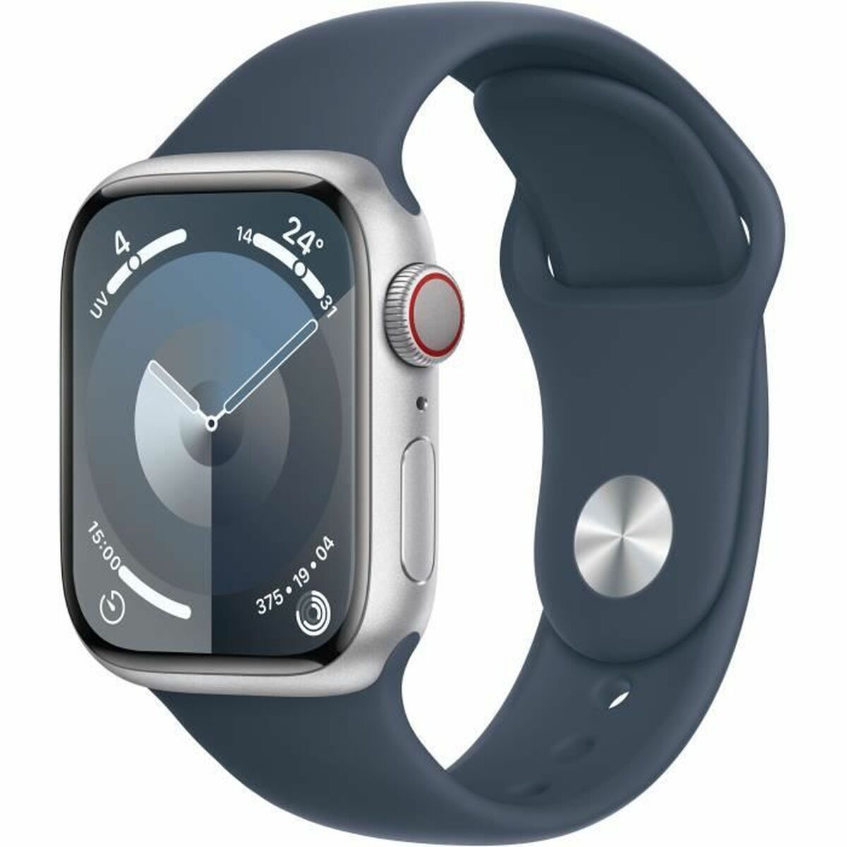 Apple Watch Series 9 Cellular 41mm Silver με Storm Blue Sport Band (M/L)