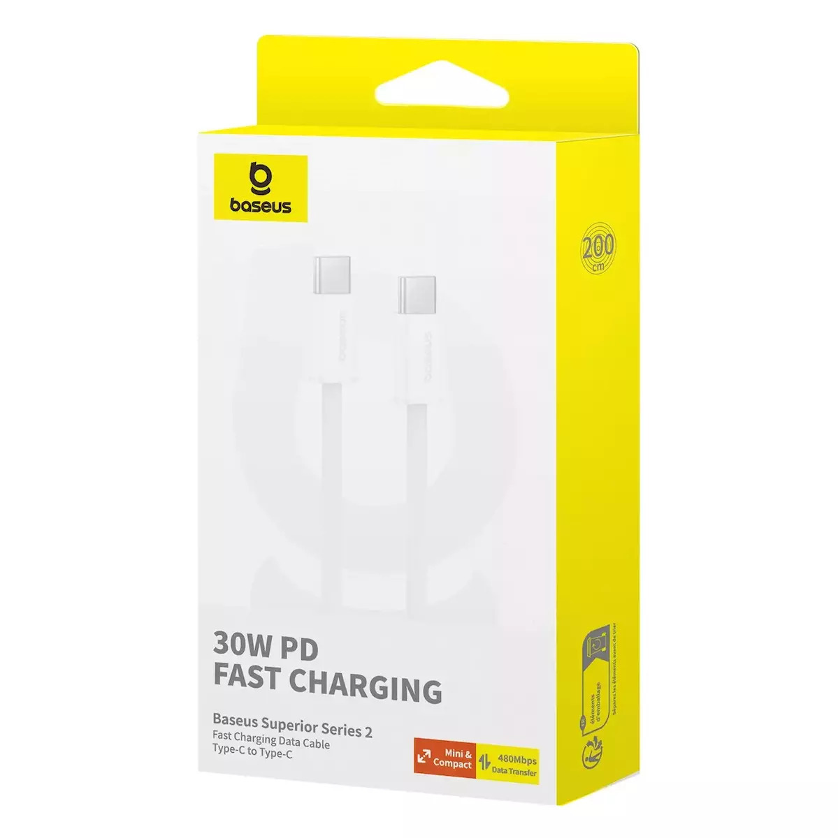 Baseus Superior Series 2 USB 2.0 Cable USB-C male - USB-C 30W Λευκό 2m (P10365200211-01) - Image 9
