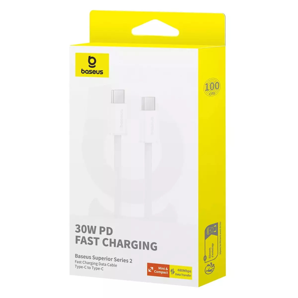 Baseus Superior Series 2 USB 2.0 Cable USB-C male - USB-C 30W Λευκό 1m (P10365200211-00) - Image 4