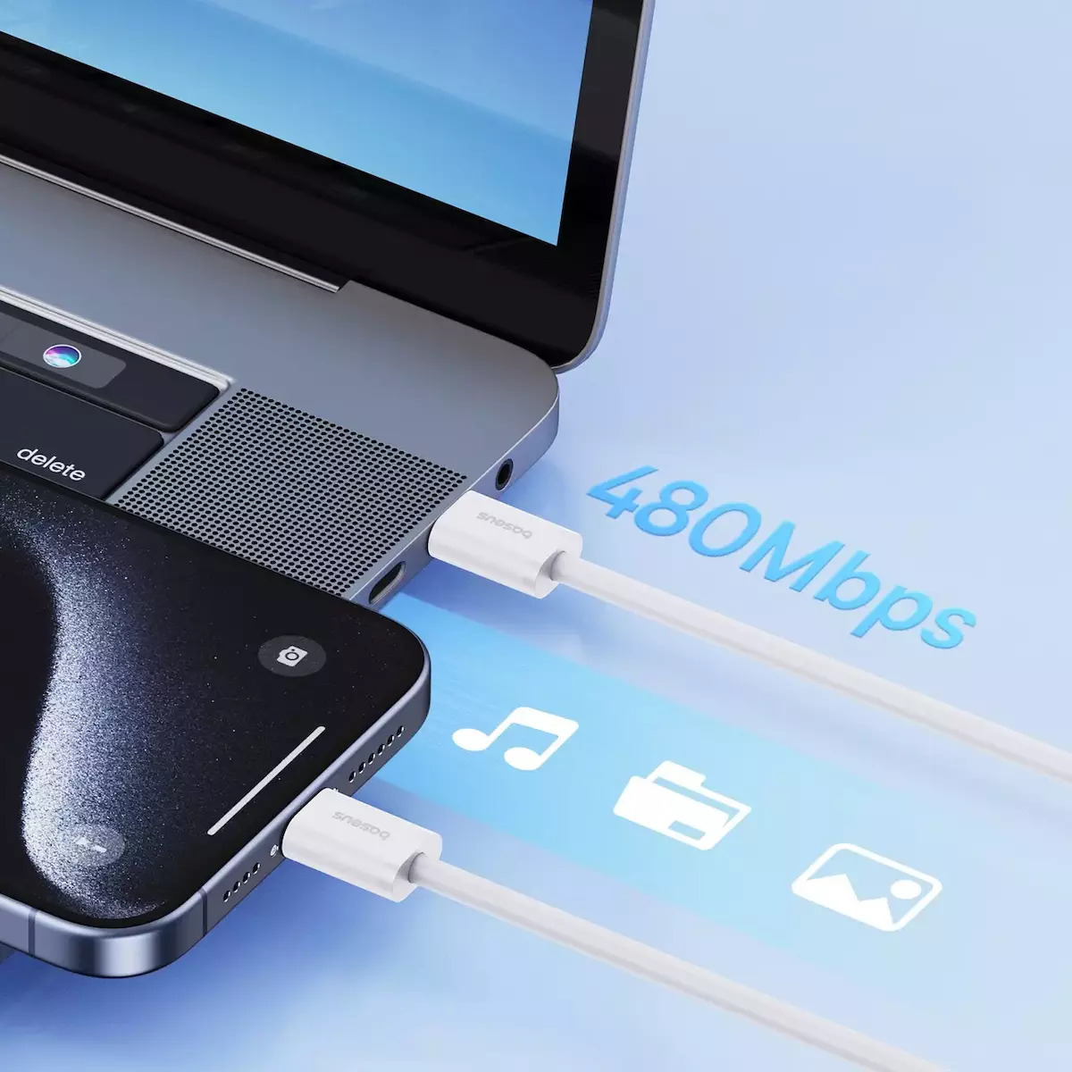 Baseus Superior Series 2 USB 2.0 Cable USB-C male - USB-C 30W Λευκό 1m (P10365200211-00) - Image 8