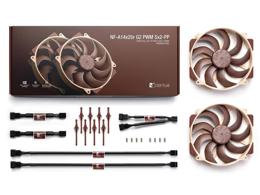 Noctua NF-A14X25R G2 PWM SX2-PP Case Fan 140mm 2τμχ Καφέ - Image 4