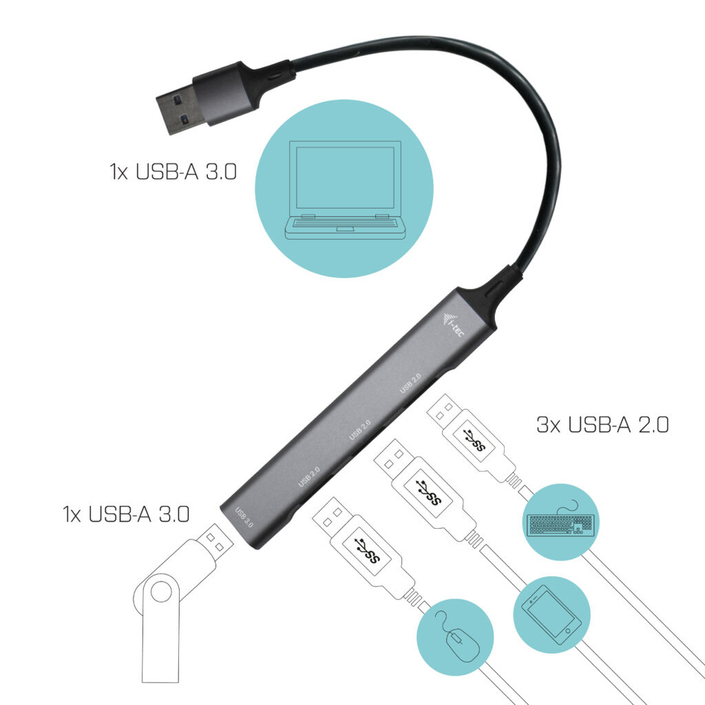 i-tec USB 3.0 Hub 4 Θυρών με σύνδεση USB-A Ασημί - Image 2