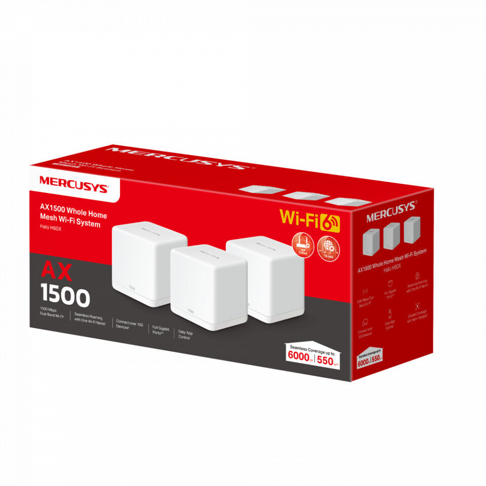 Mercusys Halo H60X v1 WiFi Mesh Network Access Point Wi‑Fi 6 Dual Band (2.4 & 5GHz) σε Τριπλό Kit Λευκό - Image 7