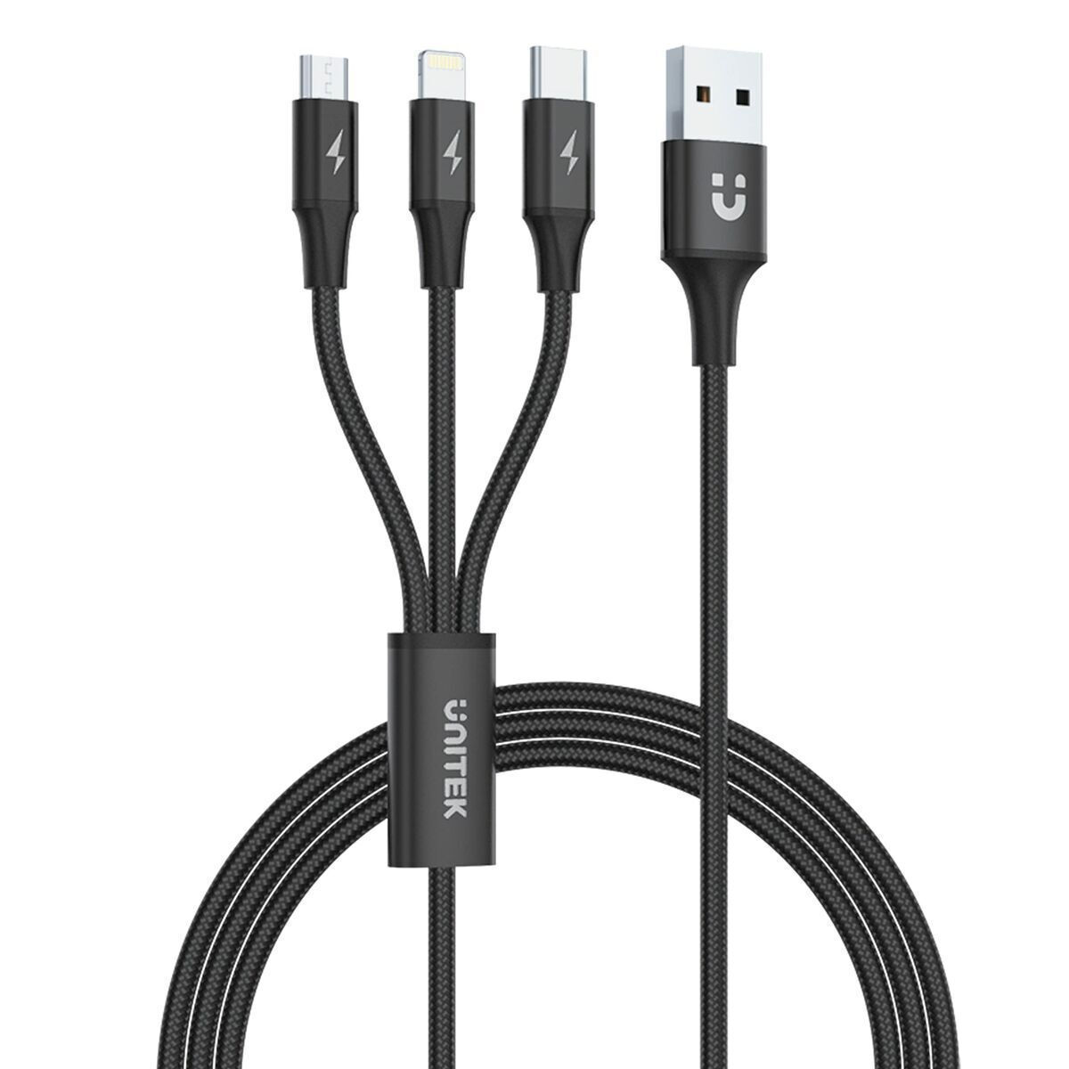 Unitek Braided USB to Lightning / Type-C / micro USB Cable Μαύρο 1.2m (C14049BK) - Image 2