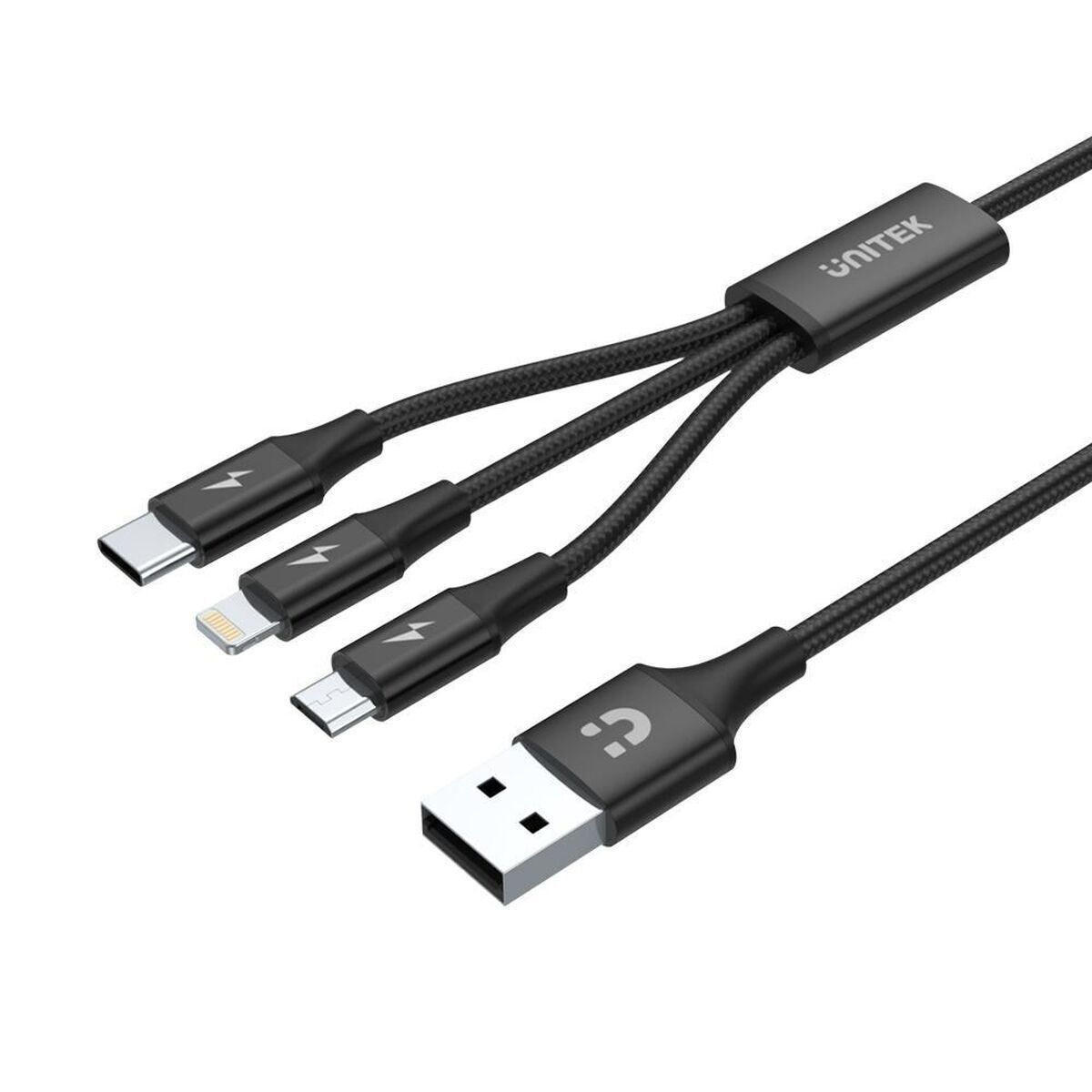 Unitek Braided USB to Lightning / Type-C / micro USB Cable Μαύρο 1.2m (C14049BK)
