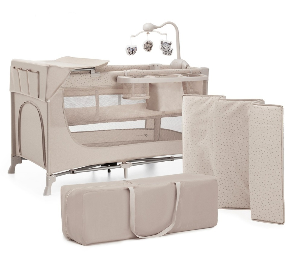 Kinderkraft Joy2 Παρκοκρέβατο 2 Επιπέδων με Στρώμα Μπεζ 129x73cm - Image 3