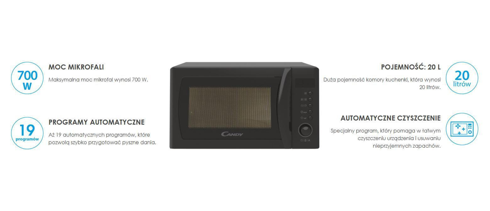 Candy CMWA20SDLB Φούρνος Μικροκυμάτων 20lt Μαύρος - Image 4