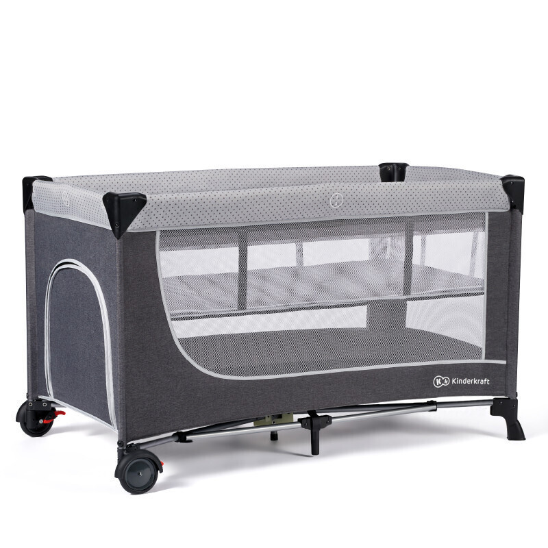 Kinderkraft Leody Παρκοκρέβατο 2 Επιπέδων με Στρώμα Γκρι 126x65cm - Image 4